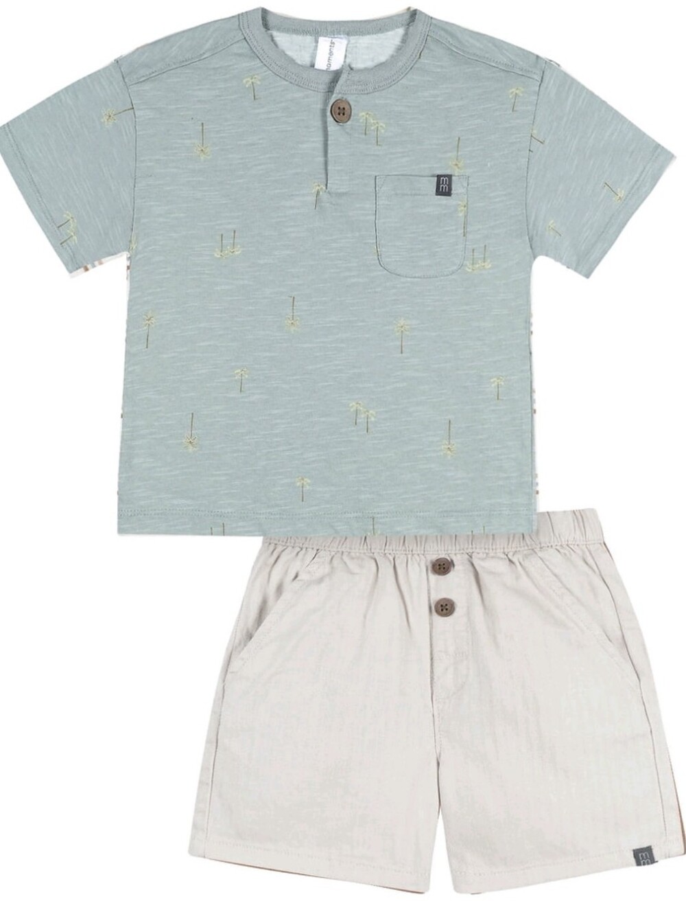Modern Moments by Gerber Baby and Toddler Boy Henley Tee and Short Set, 2-Piece,